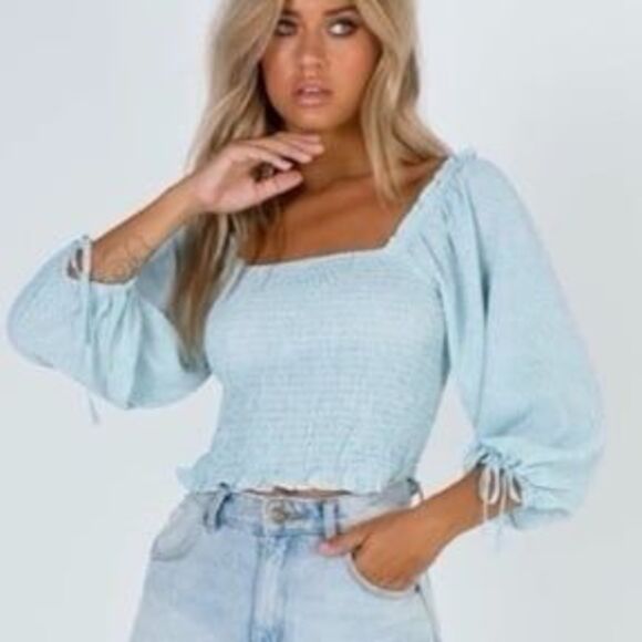 Princess Polly Tops - Princess Polly Eirian long sleeve shirred blouse